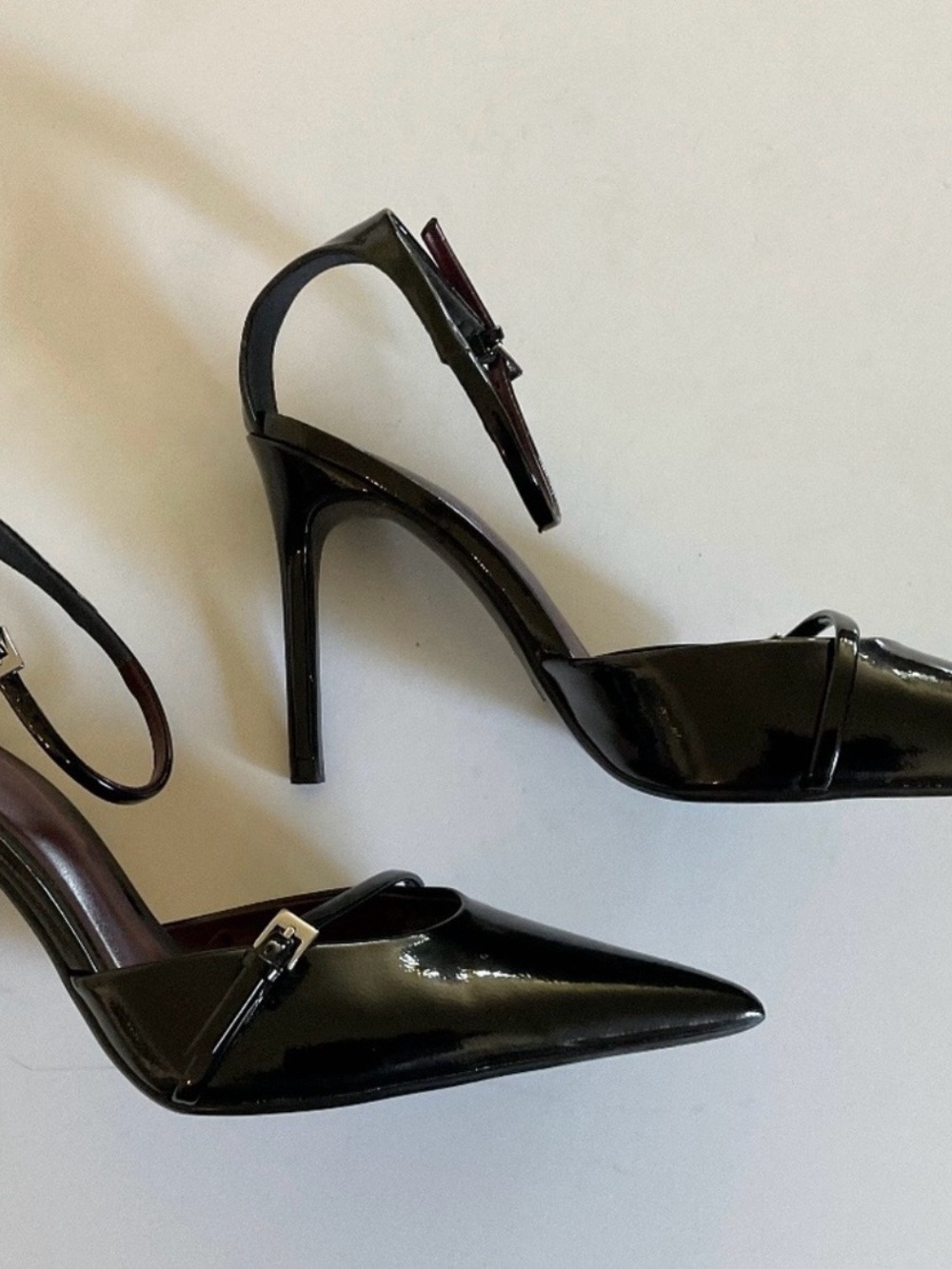 Zara Black Patent Pointed-Toe Ankle-Strap Stiletto - Picture 2 of 11